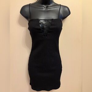 Forever 21 Black Strapless Lace-Up Dress